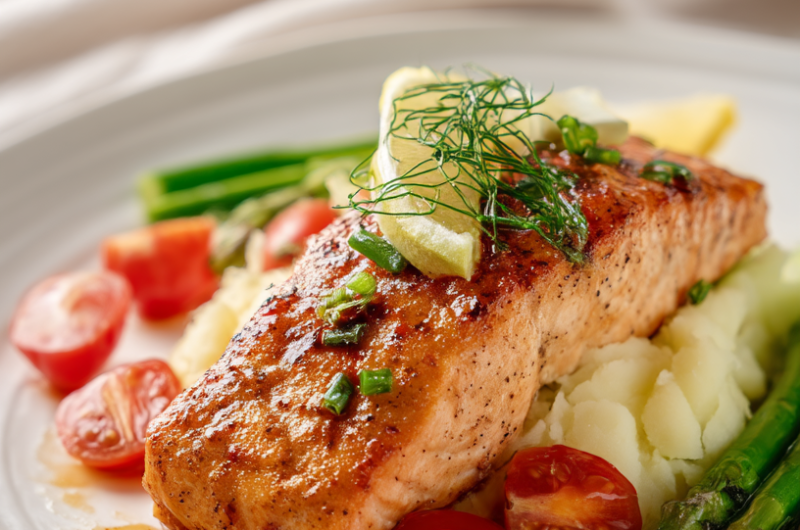 High Protein Low Calorie Salmon Dinner